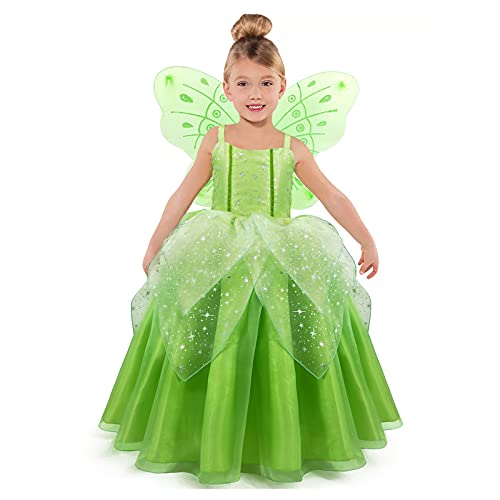 MDYCW Princess Tinker Bell Costume for Toddler Girls, Birthday Party Fairy Dress Up, Special Occasion Dress with Wings