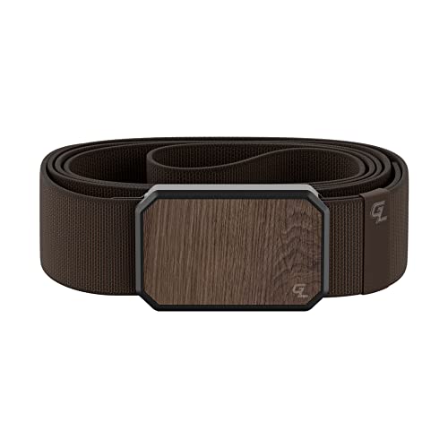 Groove Life Groove Belt Walnut/Brown - Men's Stretch Nylon Belt with Magnetic Aluminum Buckle, Lifetime Coverage - Small (28-32')