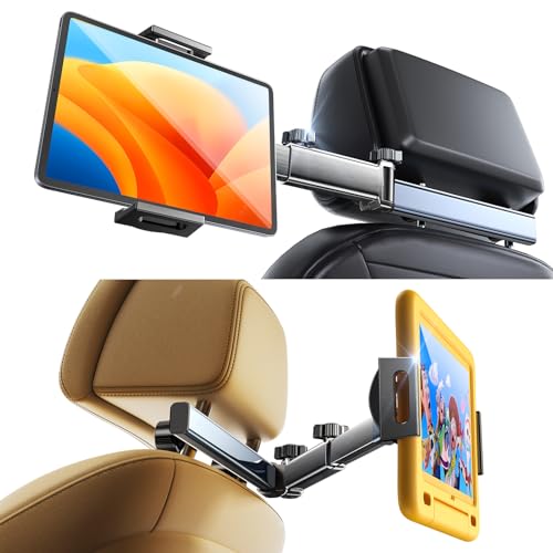LISEN Tablet Holder for Car Headrest Road Trip Essentials for Kids, iPad Holder for Car Mount 2024 [Extension Arm] Car Tablet Holder Back Seat, 4.7-11' Tablet iPad Pro, Air, Mini, Galaxy, Fire