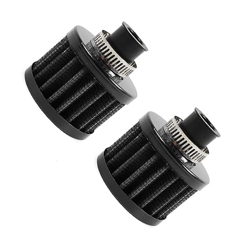 MUGE RACING 2Pcs Air Filter Cold Air Intake Filter Breather 12mm Valve Cover Breather Filter For Car and Motorcycle(Black)