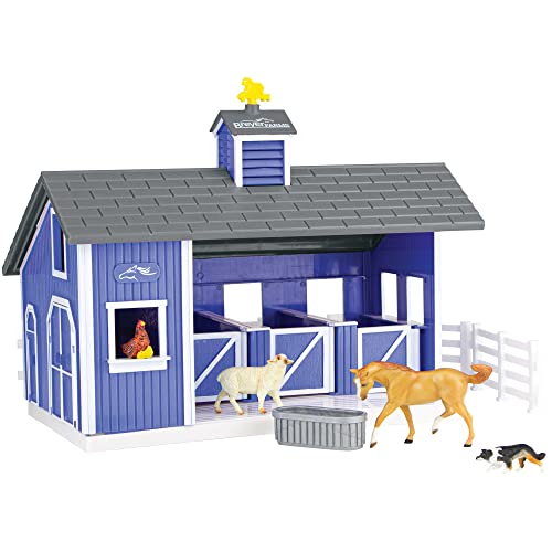 Breyer Horses Breyer Farms Home at The Barn Playset | 10 Piece Playset | 1 Stablemates Horses Included | 15' L x 4' W x 10' H | 1:32 Scale | Model 59241 , Blue