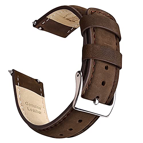 Ritche Genuine Classic Vintage 20mm Leather Watch Band for Galaxy Watch 6 Classic Omega x Swatch Moonswatch Quick Release Leather Watch Strap (Saddle Brown), Valentine's day gifts for him or her