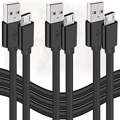 PS4 Controller Charger Cable,3-Pack 6ft Micro USB Charger Cord for Xbox One,Charging for Samsung Galaxy,Android Phone,Playstation-4 Dual Shock 4,High Speed Replacement for Kindle eReader,Fire Tablet