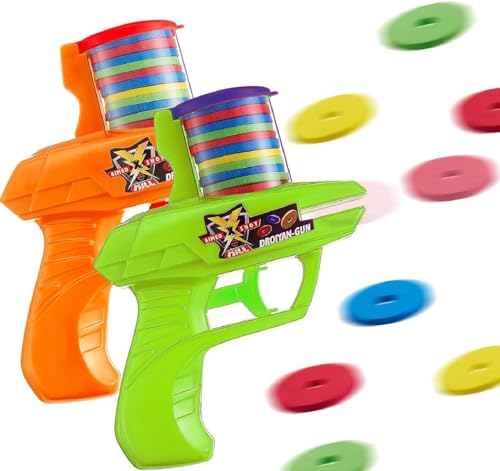 2 Pieces Foam Disc Launcher Zip Shot Shooter Disc Shooter (Orange, Green)