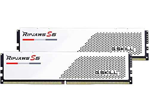 G.SKILL Ripjaws S5 Series (Intel XMP 3.0) DDR5 RAM 32GB (2x16GB) 5600MT/s CL30-36-36-89 1.25V Desktop Computer Memory UDIMM - Matte White (F5-5600J3036D16GA2-RS5W)