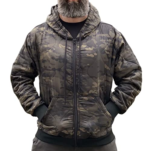 HighSpeedDaddy Woobie Hoodie - Men's Pullover Military Sweatshirt - Lightweight, Warm, Moisture Wicking, Camouflage, Hidden Pockets, Ripstop Nylon Jacket - Camping, Outdoor, All-Weather, Tactical Gear