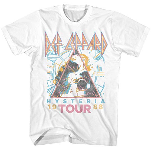 Def Leppard 1980s Heavy Hair Metal Band Rock & Roll Hysteria '88 Adult T-Shirt White