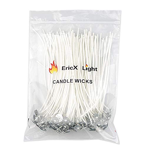 EricX Light 100 Piece Cotton Candle Wick 6' Pre-Waxed for Candle Making,Candle DIY