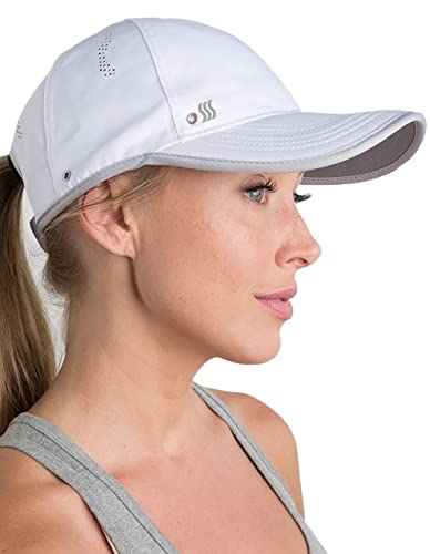 SAAKA Performance Sports Hat. Lightweight, Quick Drying. Running, Tennis & Golf Cap for Women (White)