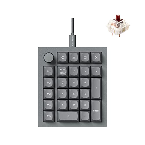 Keychron Q0 Plus Wired Full Aluminum Custom Number Pad, QMK/VIA Programmable Macro with Hot-swappable Gateron G Pro Brown Switch Compatible with Mac Windows Linux (Grey)