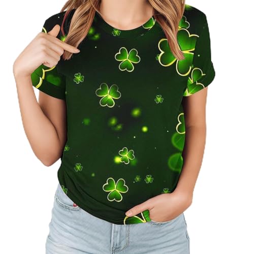 Graphic tees My Recent Orders Placed by me St Patricks Day Shirt for Women 2024 Short Sleeve Crewneck Green Shamrock Print Cute Tops Loose Fit Comfy Casual Thin Blouses Green 2X