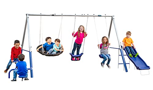 XDP Recreation Free N' Swing Swing Set, Gray, 91'D x 168'W x 74'H