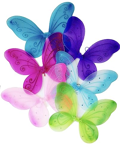 LOLASATURDAYS- Fairy Wings, Butterfly Wings, Fairy Wings Kids, Fairy Costume, Alas, Wings Costume, Tinkerbell Wings, Fairy Wings for Girls, Set of 6 (22' x 15')