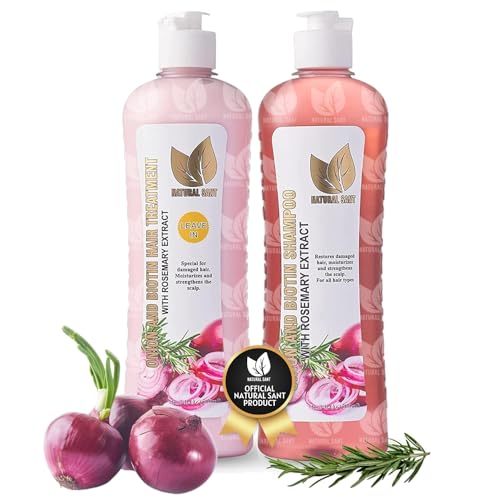 NATURAL SANT - Onion Biotin and Rosemary Shampoo & Treatment Set for Stronger, Thicker and Longer Hair - Soft and Shine, Hair Loss and Thinning Hair, Growth Shampoo, Paraben Free, Silicone Free