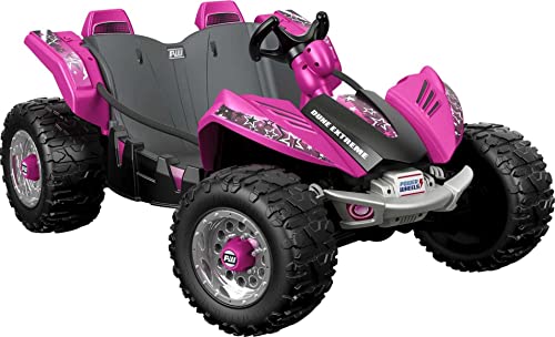 Power Wheels Dune Racer Extreme Ride-On Battery-Powered Vehicle For Preschool Kids, Multi-Terrain Traction, Seats 2, Pink