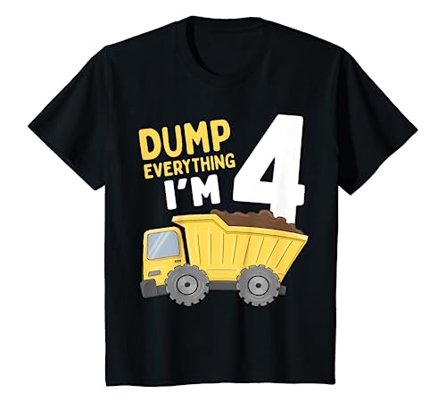 Kids Construction Truck 4th Birthday Boy 4 Four Year Old T-Shirt