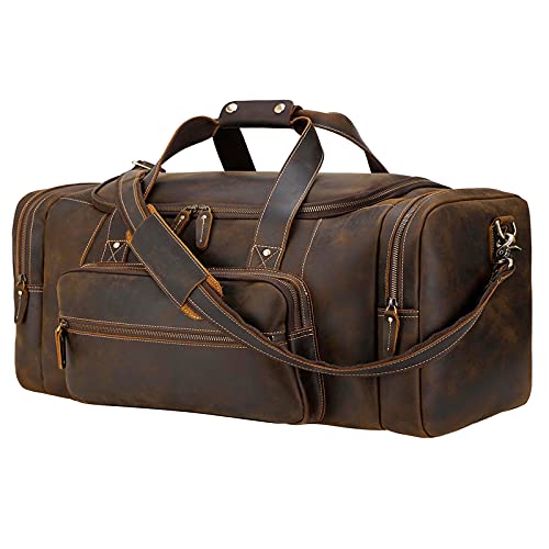 Polare 30' Leather Duffel Weekender Travel Bag For Men With Full Grain Cowhide Leather XX-Large 72L