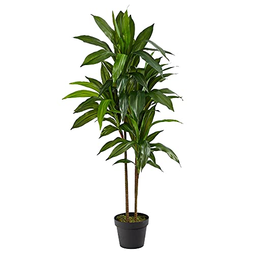 Nearly Natural Real Touch Leaves Artificial Dracaena Plant, 4ft, Green