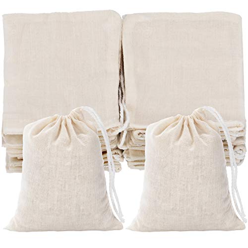 Tatuo 50 Pcs 3 x 4 Inches Muslin Bags Cotton Drawstring Bags Canvas Linen Bag Sachet Bag Reusable Empty Gift Pouch for Party Home Supplies