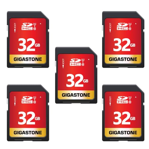 Gigastone 32GB 5-Pack SD Card UHS-I U1 Class 10 SDHC Memory Card High-Speed Full HD Video Canon Nikon Sony Pentax Kodak Olympus Panasonic Digital Camera, with 5 Mini Cases
