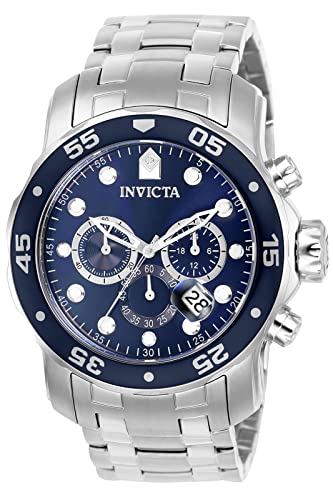 Invicta Men's 0070 'Pro Diver Collection' Stainless Steel and Blue Dial Watch