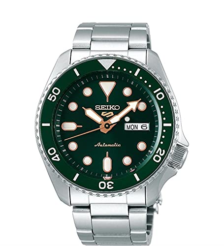 SEIKO SRPD63 Automatic Watch for Men - 5 Sports - Forest Green Dial, Day/Date Calendar, LumiBrite Hands & Markers, and Rotating Bezel, 100m Water-Resistant