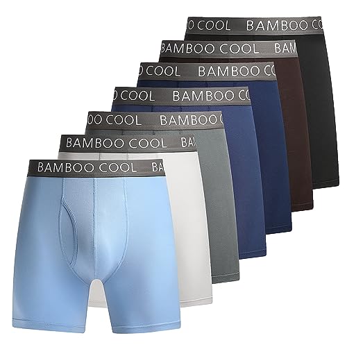 BAMBOO COOL Men’s Underwear Boxer Briefs 7-Pack Breathable and Soft with Fly Underwear for Men