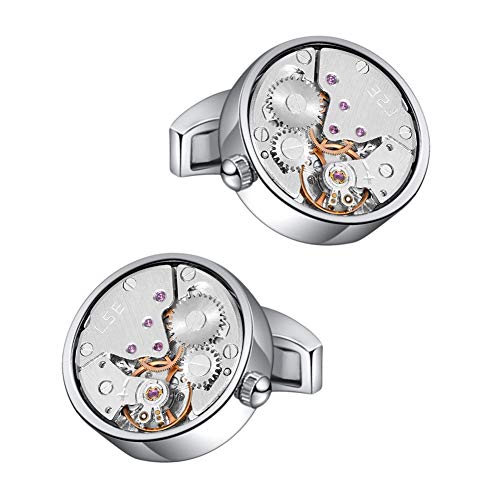 Mr.Van Watch Movement Cufflinks Silver Vintage Steampunk For Men's Father's Day Deluxe Gift