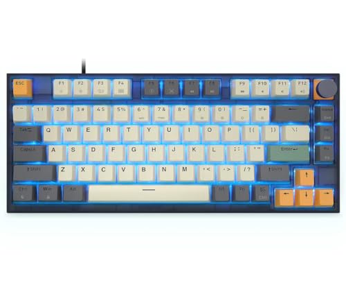 Keecipal GK75 75% Gasket Mechanical Keyboard,NKRO Hot Swappable Gaming Keyboard,RGB Tri-Mode 2.4Ghz/Bluetooth 5.0/Wired,80 Keys with Knob Programmable Keyboard for Win/Mac