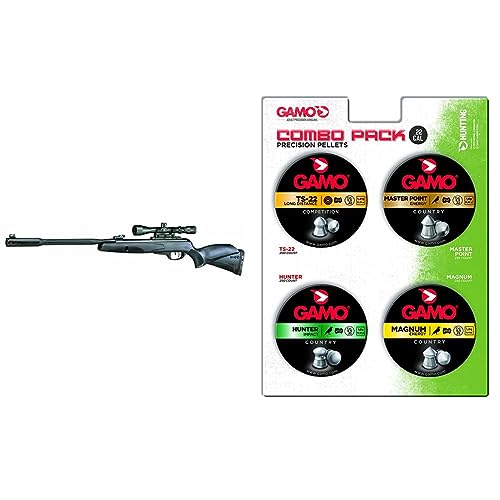 Gamo Whisper Fusion Mach 1 6110063254 Air Rifles .177 3-9x4 & Combo Pack Assorted Air Rifle Pellets, 22 Caliber (TS-22, Hunter, Magnum, Master Point)