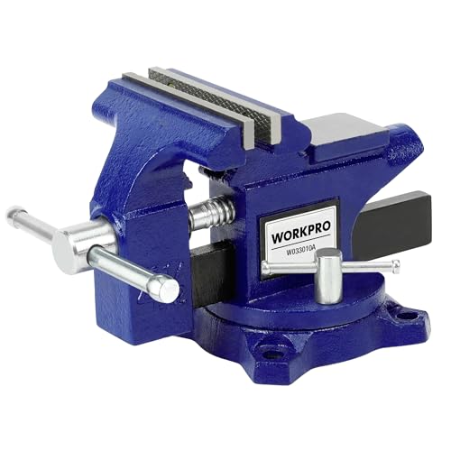 WORKPRO Bench Vise, 4-1/2' Vice for Workbench, Utility Combination Pipe Home Vise, Swivel Base Bench for Woodworking