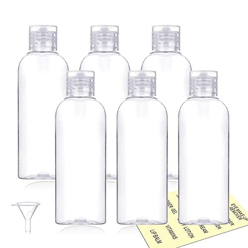 YICTEK Plastic Travel Bottles for Toiletries TSA Approved,100ml/3.4oz Empty Small Squeeze Travel Size Bottle Containers with Flip Cap(6 Pack)