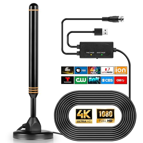 TV Antenna-TV Antenna Indoor/Outdoor, Antenna for Smart TV,TV Antenna for Local Channels,Hd Antenna for TV Indoor 4k,for 720p and 1080p,200 inch Cable,with 360+ Miles Coverage Range (Orange Circle)