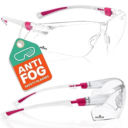 NoCry Clear Safety Glasses for Women with Adjustable Frames — Anti Fog Safety Glasses with 100% UV Protection & Scratch Resistance, ANSI Z87.1 Rated — Perfect Safety Goggles for Women, Nursing Goggles