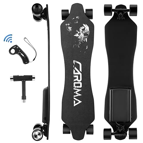 Caroma Electric Skateboards with Remote, 350W Powerful Motor, 12.4MPH Top Speed, 4000mAH Battery, 13 Miles Max Range E Skateboard, 4 Speed Mode Electric Longboard for Adults Teens
