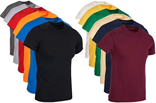 BILLIONHATS 12 Pack Plus Size Men's Cotton T-Shirt Bulk Big & Tall Short Sleeve Lightweight Premium Fitted Classic Tees, Size X-Large