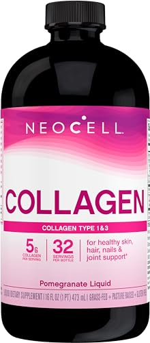 NeoCell Liquid Collagen, Skin, Hair, Nails and Joints Supplement, Includes Fruit Juice Concentrates and Green Tea Blend, Pomegranate, 16 oz., 1 Bottle