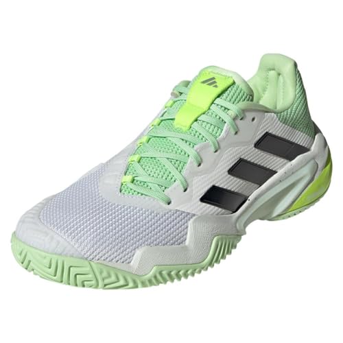 adidas Men's Barricade 13 Sneaker, White/Black/Semi Green Spark, 11