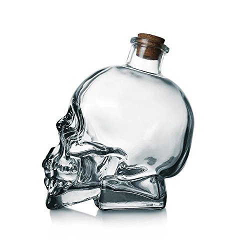 Skull Decanter Lead-free Glass Skull Prop Whiskey Bottle With Cork Stopper (200ML)