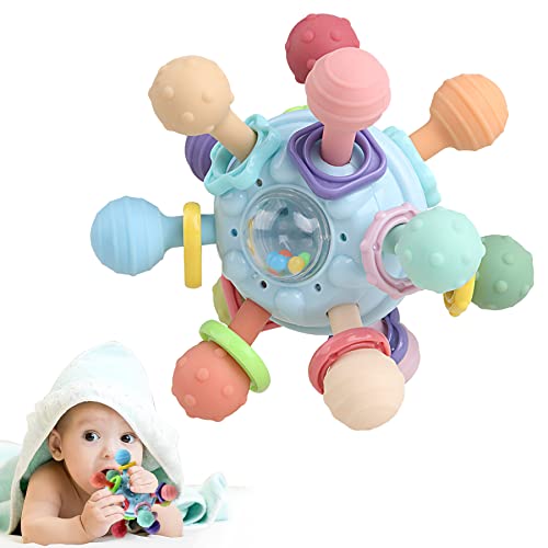 Baby Teething Toys - Infant Sensory Chew Rattles Toys - Newborn Montessori Learning Developmental Toy - Teethers for Babies 0 3 6 9 12 18 Months - Shower Gifts for 1 2 One Two Year Old Girls Boys