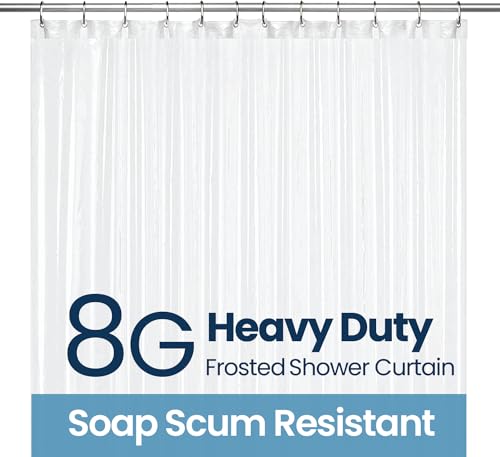 LiBa Waterproof Plastic Shower Curtain - Bathroom Shower Curtain Premium PEVA Non-Toxic with Rust Proof Grommets 8G Heavy Duty Bathroom Accessories 72x72 - Frosted