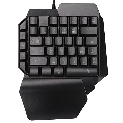 GOWENIC One Handed Gaming Keyboard, 39 Keys Luminous Professional Gaming Keyboard USB Wired Single Hand Mechanical Keyboard with Wrist Rest for PC Gaming