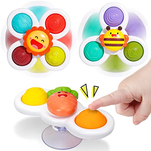 Suction Cup Spinner Toys for 1 Year Old Boy Girl|Spinning Tops Toddler Toys Age 1-2|1 2 Year Old Boy Birthday Gift for Infant|Sensory Baby Bath Toys for Toddlers 1-3