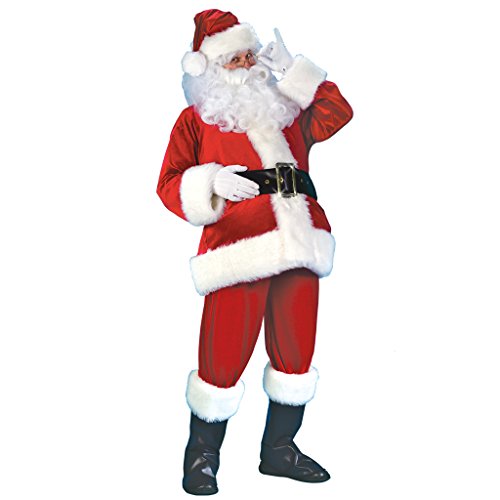 EraSpooky Men Christmas Holiday Deluxe Adult Santa Claus Costume Suit 7pcs (Plus Size)