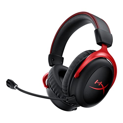 HyperX Cloud II Wireless -Gaming Headset for PC, PS5, PS4, Long Lasting Battery Up to 30 Hours, DTS Headphone:XSpatial Audio, Memory Foam, Detachable Noise Cancelling Microphone with Mic Monitoring