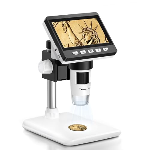 4.3' Coin Microscope - Aopick LCD Digital Microscope 1000X, 1080P USB Coin Magnifier for Error Coins with 8 Adjustable LED Lights, PC View, Compatible with MacOS Windows