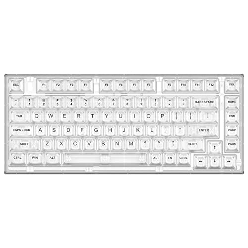 YUNZII X75 PRO 82 Key Wireless Hot Swappable Mechanical Gaming Keyboard with Transparent Keycaps,BT5.0/2.4G/USB-C, Gasket Mount Keyboard,for Windows/Mac (Kailh Jellyfish Switch, Wireless-White)