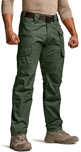 CQR Men's Tactical Pants, Water Resistant Ripstop Cargo Pants, Lightweight EDC Work Hiking Pants, Outdoor Apparel, Duratex Mag Pocket Olive Green, 36W x 30L