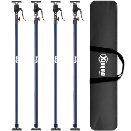 XINQIAO Third Hand Tool 3rd Hand Support System, Premium Steel Support Rod with 154 LB Capacity for Cabinet Jack, Drywall Jack& Cargo Bars, 49.2 in- 114.2 in Long, 4 PC, Blue