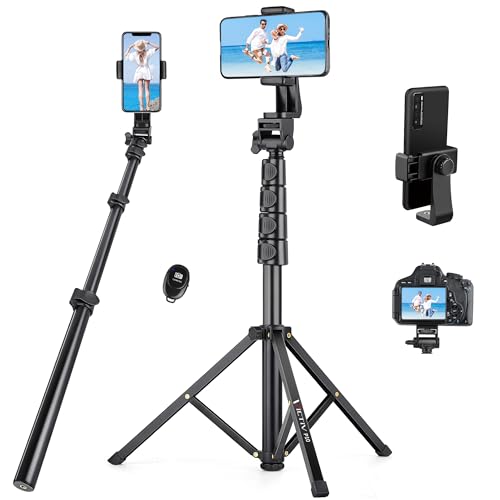 70' Phone Tripod, Tripod for iphone with Remote & Phone Holder, Portable Cell Phone Tripod Stand, Selfie Stick Cellphone Tripod for Video Recording, Compatible with iPhone 14 13 Pro Max/Android/Camera